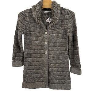 Skovhuus Knit Cardigan Sweater Shawl Collar‎ Made in Italy Women XL